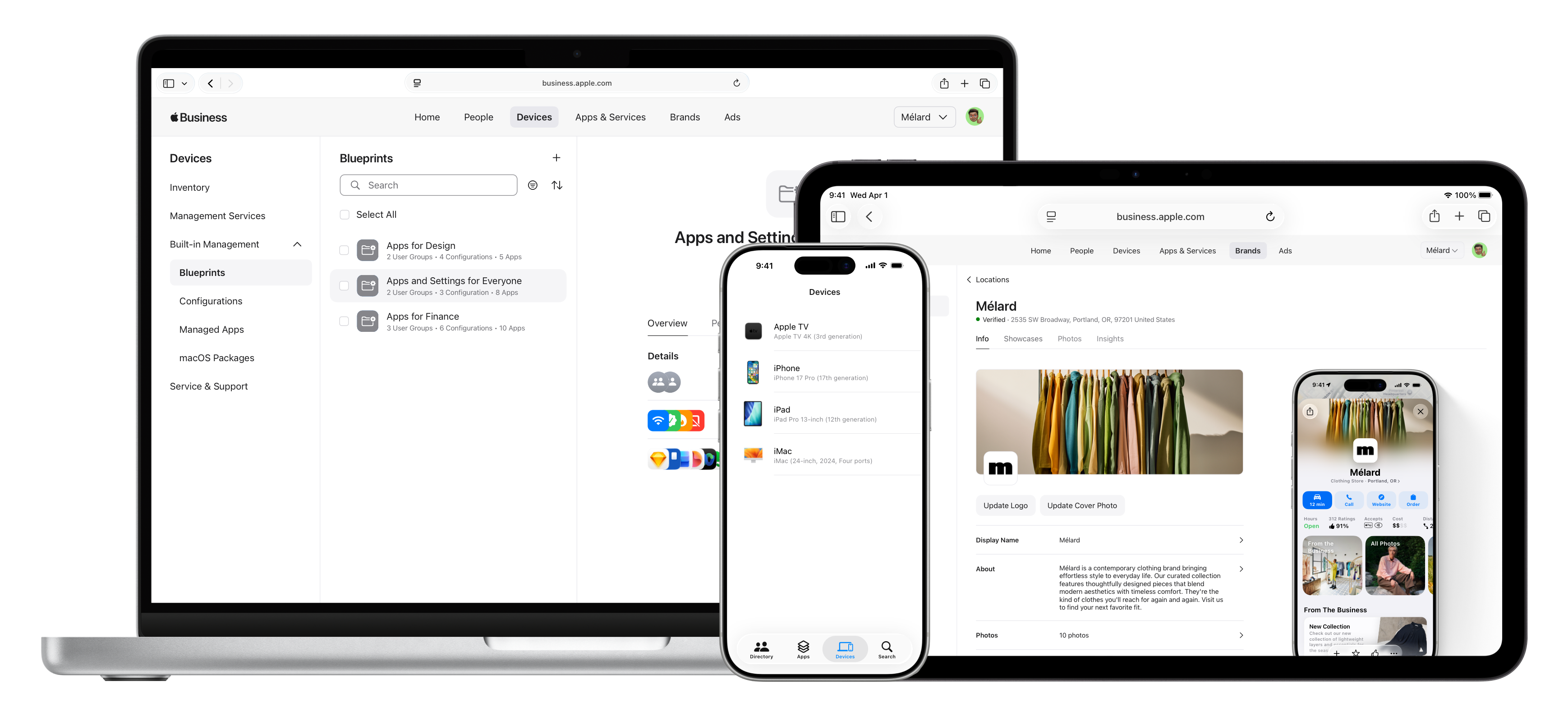 Apple devices showing Apple Business